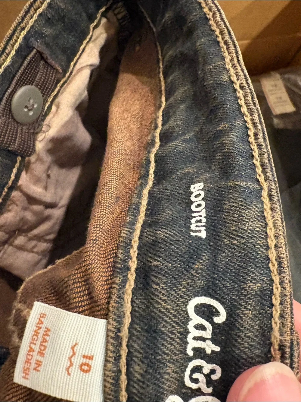 NWT Cat & Jack unisex Dark blue with brown on edges Bootcut Jeans size 10 TR168